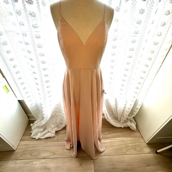 Romantic Ways Blush Pink Lace Button Back Maxi Dress - Picture 8 of 8
